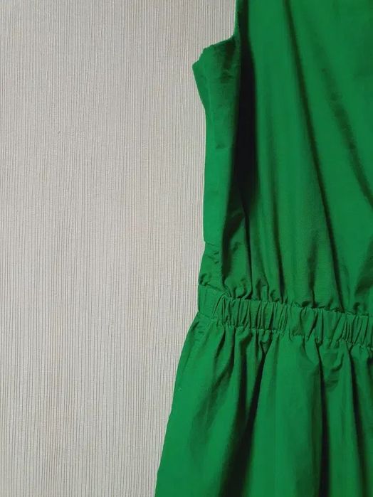 COS salopeta verde din bumbac cu funda la spate