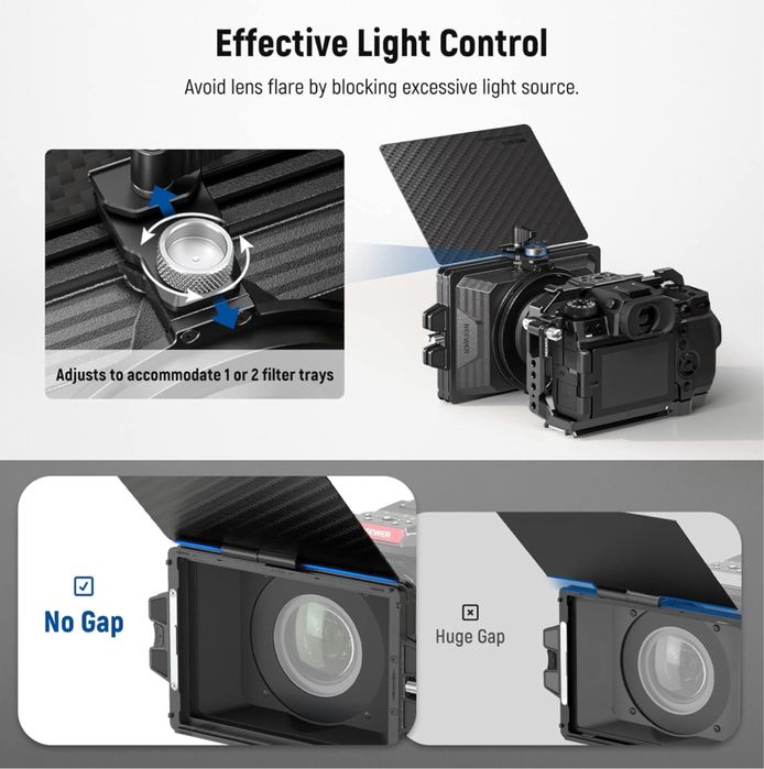 matte box. компактен компендиум. адаптерем пръстен. камера. риг. кейдж