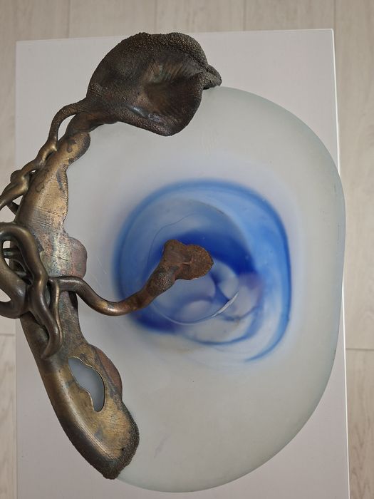 Obiect decorativ artistic sticlă și metal