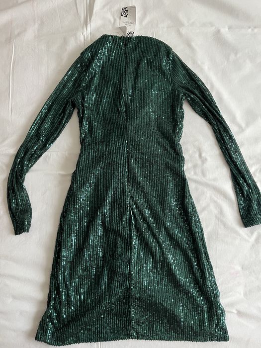 Rochie elegantă verde smarald cu paiete