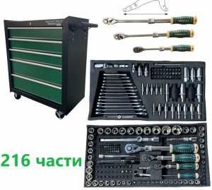 Количка с инструменти 216ч 5чекмеджета с телескопични тресчотки ROCKFORCE