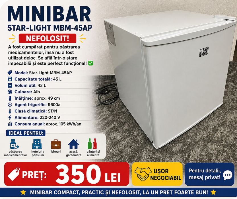 Minibar Star Light 45 L – Nefolosit  – 350 LEI