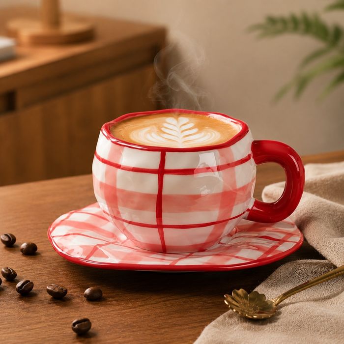 Vand set cană cu farfurie retro 250 ml