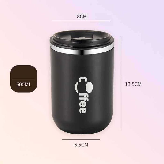 Термо чаша с капак и сламка, неръждаема стомана, 500 мл