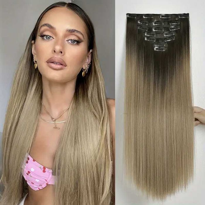 Екстеншън с клипс Удължение за Коса Различни цветове 7 реда треса