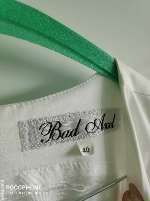 Rochie casual alba cu brau negru