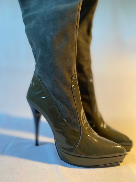 Ghete Prialpas Gomma din piele intoarsa si lac, NEPURTATE, marimea 40