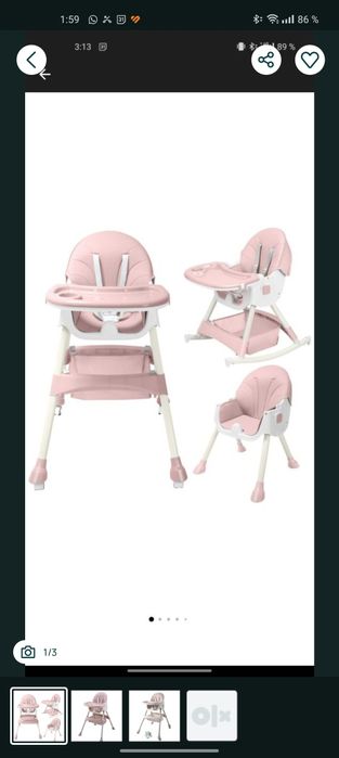 Vând scaun cu măsuță pe bebe