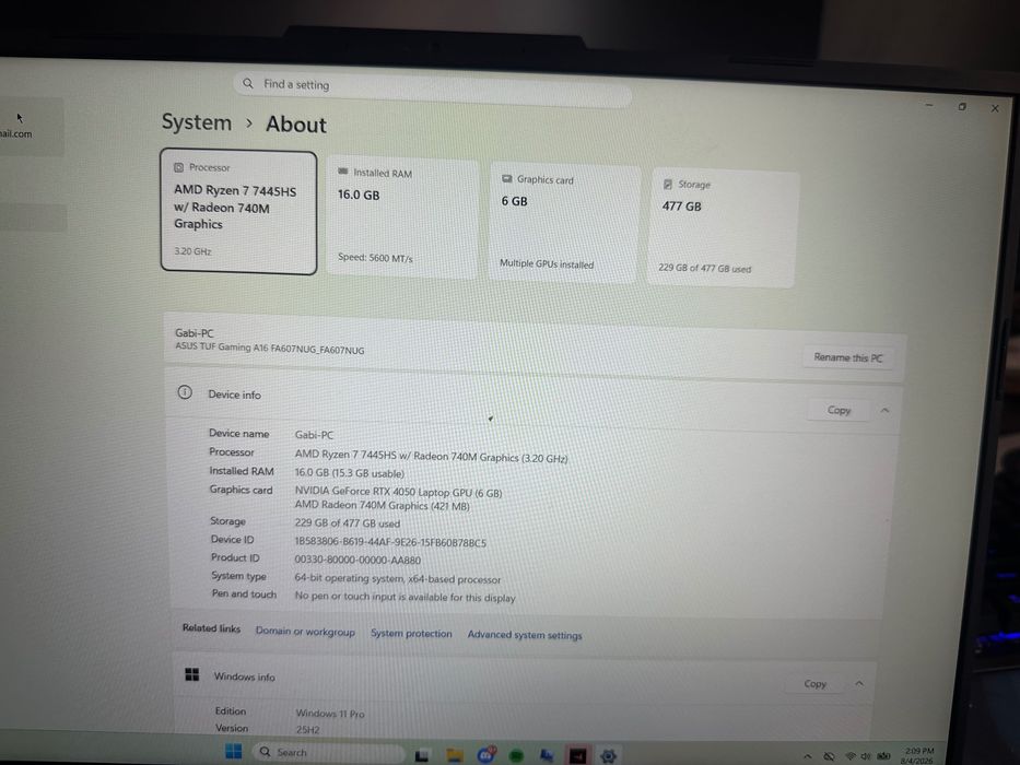 Laptop RTX 4050, Ryzen 7 7445HS, 16GB RAM