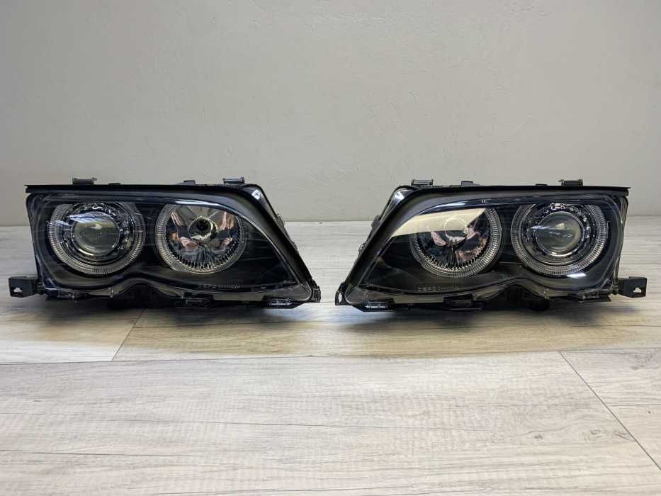 Far faruri BMW E46 FL Angel Eyes negru NOU
