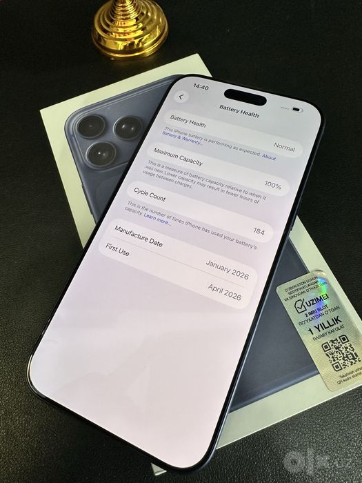 Продам iPhone 17 pro max 256g bat 100% sim+ysm 184 sk 1280$
