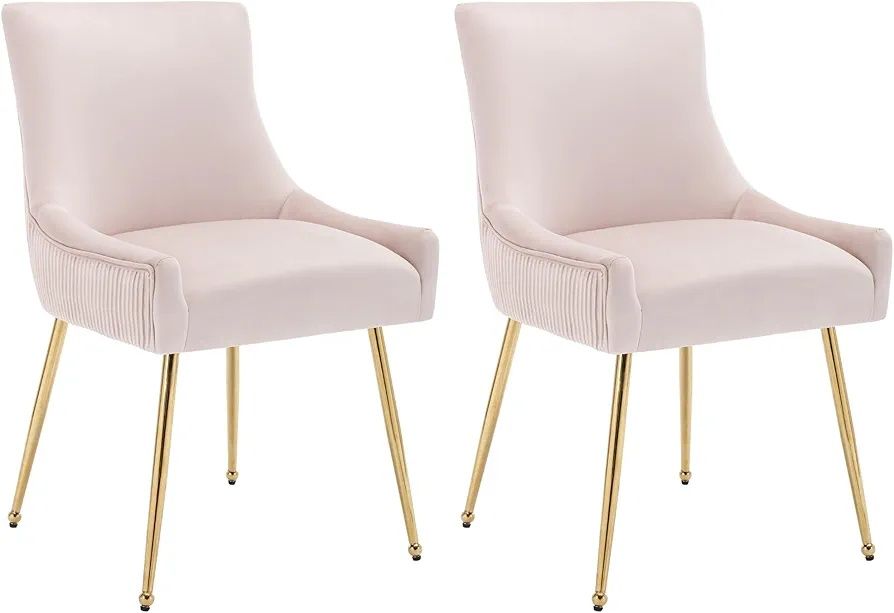 NOU Scaun set 2x bucati,  roz, picioare aurii, salon