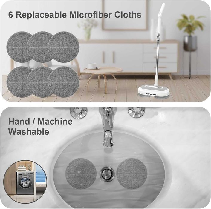 Mop Electric Fara Fir Dual-Motor - Rezervor Apa 300ml - 6 Rezerve  Nou