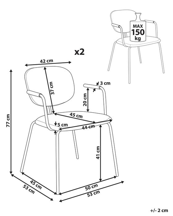 NOU Set de 2 scaune "CARILLE", bej