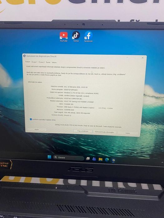 Laptop Gaming ASUS TUF A15 FA506NF cu procesor AMD Ryzen 5 -N2-