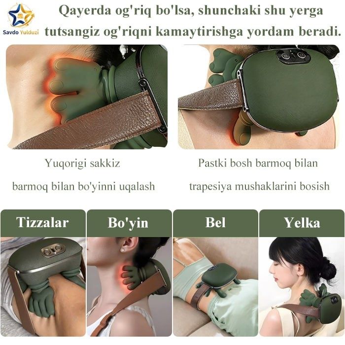 Real qo‘l massajiga o‘xshash yelka-bo‘yin massajeri