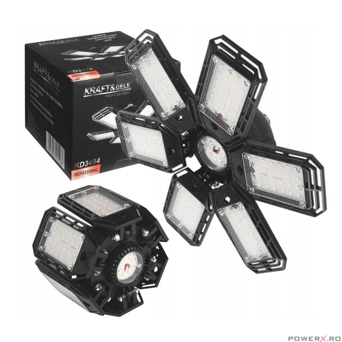 Lampa pentru atelier, 6 panouri LED pliabile, 180W, 18500 lm, Kraft