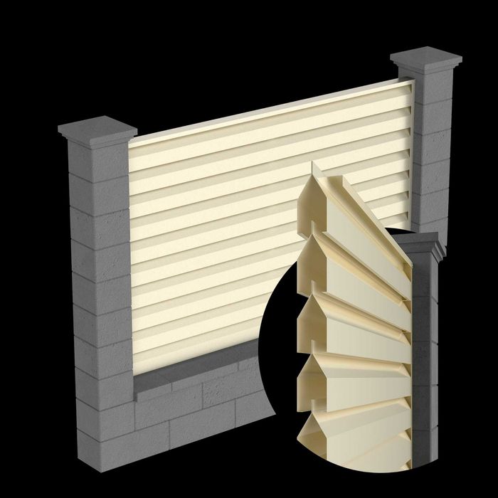Gard metalic jaluzea | Suruburi ascunse | Alba | Model 2026 |