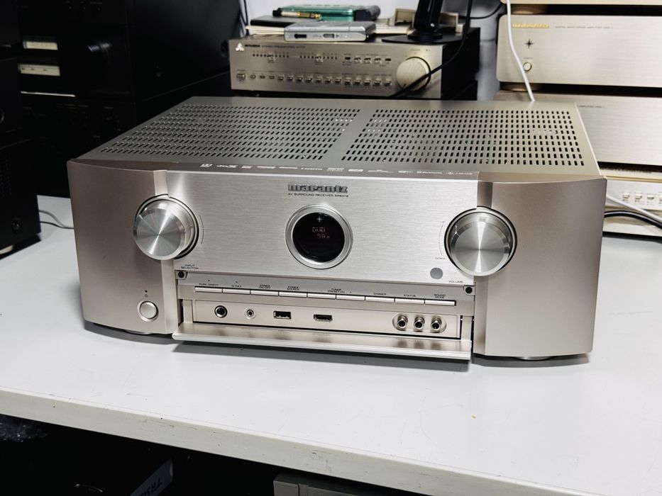 Marantz SR6012 Silver-Gold DEFECT – Receiver AV 9.2, 9×110 W, Dolby Atmos, DTS:X, Audyssey XT32, HDMI 4K, HEOS, Wi-Fi, Bluetooth, AirPlay