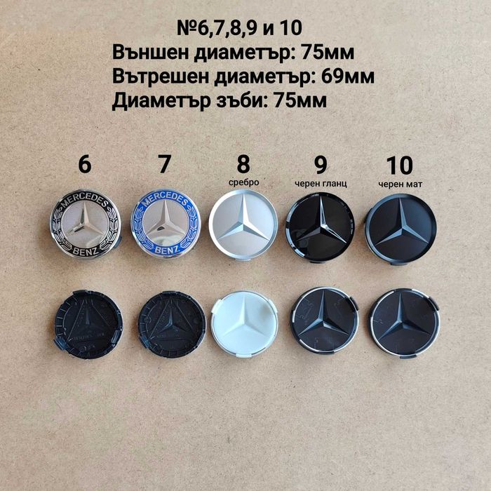 Капачки за джанти Mercedes Мерцедес 75мм