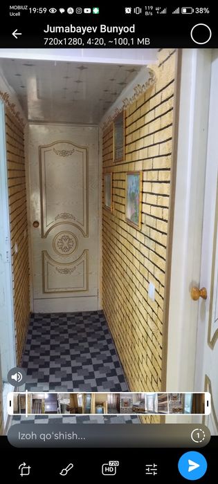 1xonali kvartira 2 xona qilingan, oshxona balkonga chiqarilgan