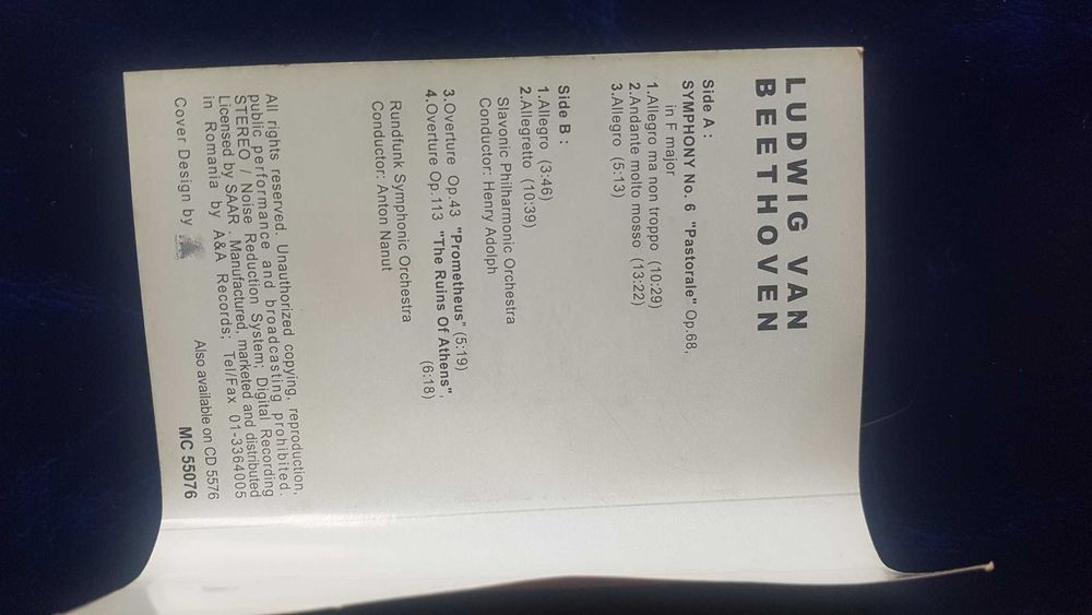 Beethoven-Symphony no.6"Pastorale"&2 ouvertures, caseta album