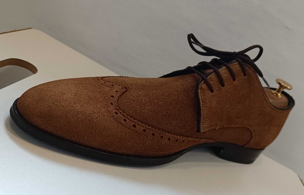 Pantofi derby 43 43.5 brogue suede JOOP ! piele naturala moale camel