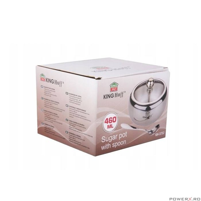 Recipient pentru zahar, condimente, sosuri, cu lingura, inox,