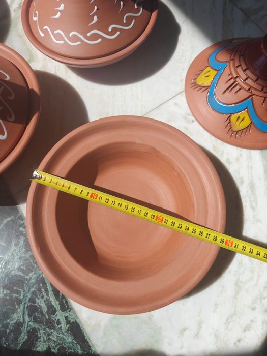 Vas tajine marocan mediu 29 cm albastru și galben
