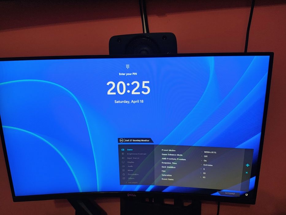 Suport Monitor+Monitor Gaming curbat LED VA DELL S2721HGF, 27", Full HD, 144Hz, NVIDIA G-Sync, negru