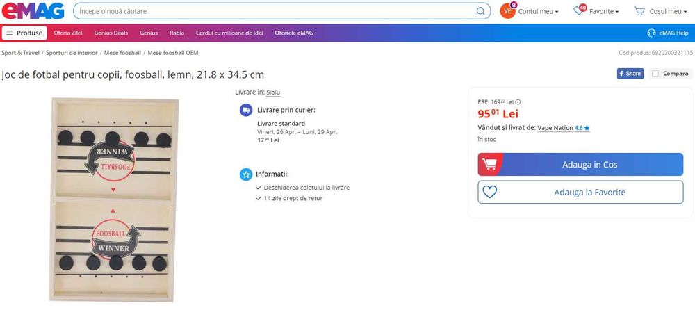 Vand jocuri Connect 4 si Fossball