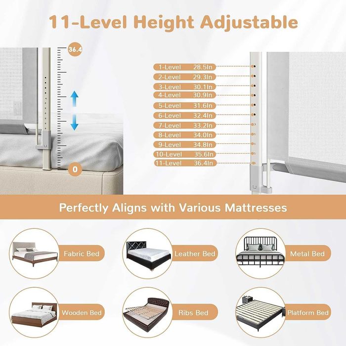 Protectie de pat pentru copii 150 cm - cu reglare de inaltime