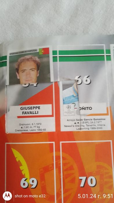 Частично попълнен албум на Панини ШЛ 2000