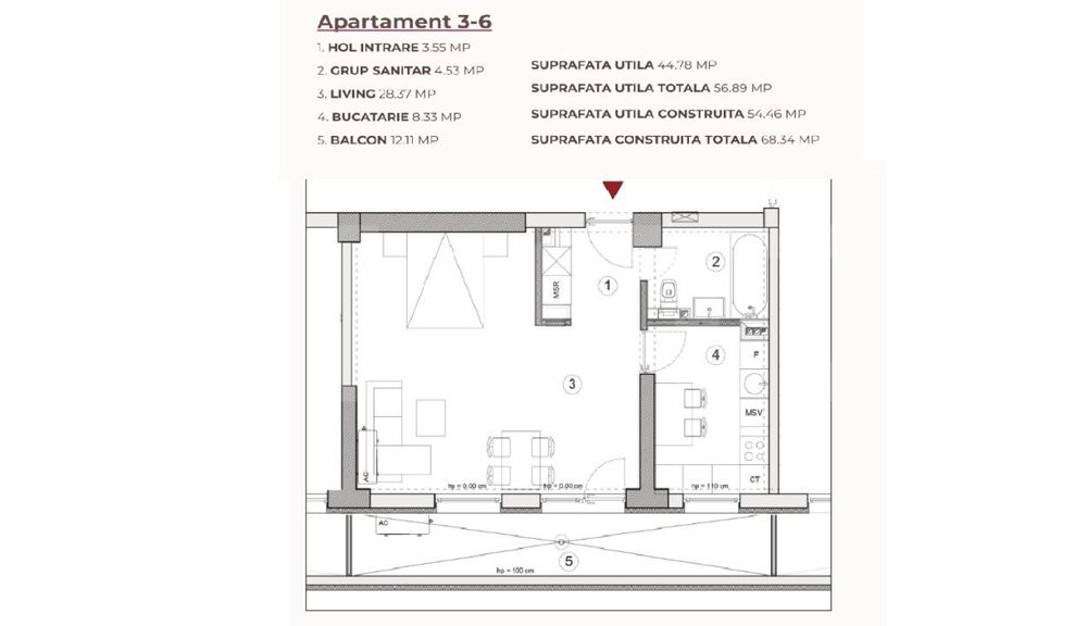 Studio, 56.89 mp intr-un ansamblu cu 0% Comision la Achizitie — fotografia 3