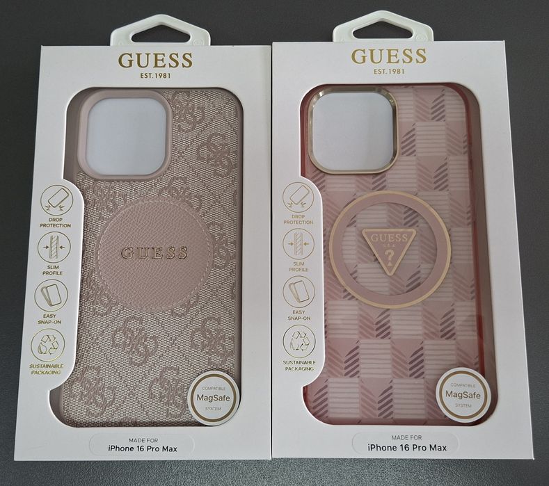 Iphone 16 Pro Max кейс Guess кожен гръб с вграден MagSafe зареждане