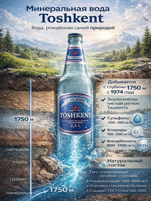 Минеральная вода Ташкентская 0,5 л — природная польза.