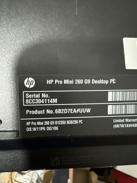 Hp Pro Mini 260 G9 i5 1235u mini Pc 16gb Ddr 4 256ssd