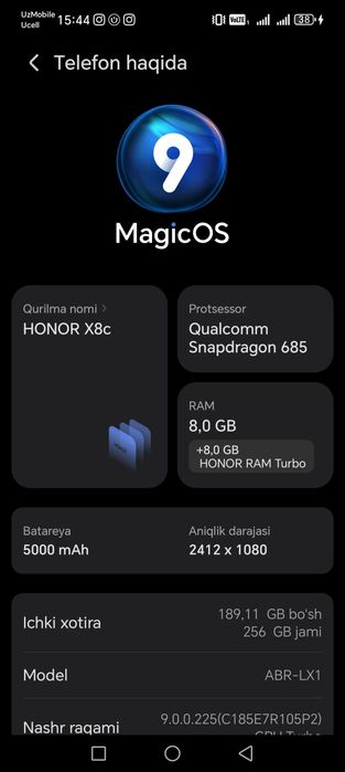 Honor x 8c xolati a'lo