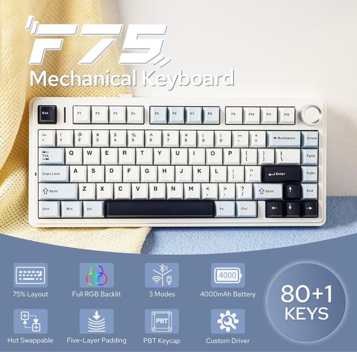Tastatura mecanica Epomaker x Aula F75 RGB , 2.4 Ghz