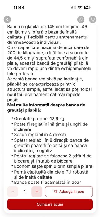 Banca reglabila noua Germany inclinat, declinat, drept noua in cutie, pret 500 lei