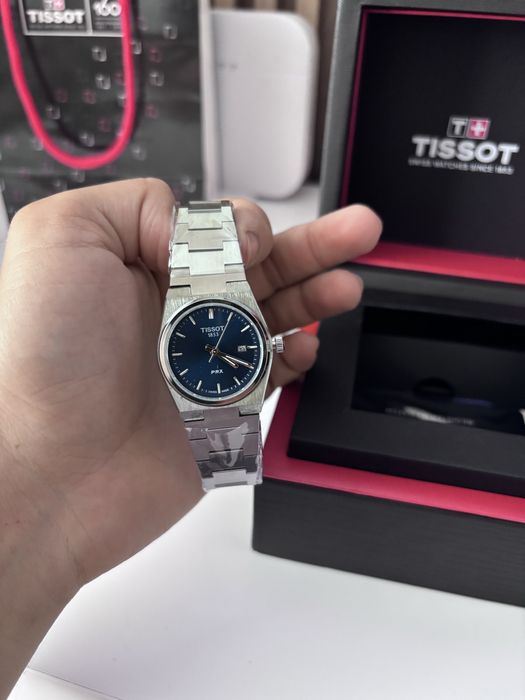 Ceas Tissot PRX Quartz 35mm Bleu Marin Nou, în folie, Pachet Complet