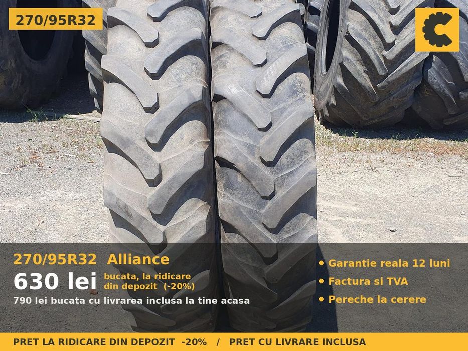 Anvelope Cauciucuri 270/95R32 270/95 R32 270/95-32 11.2R32 2709532 Alliance Prasitoare Tractor Roti Inguste Utilaje Agricole SH Second Hand IEFTIN