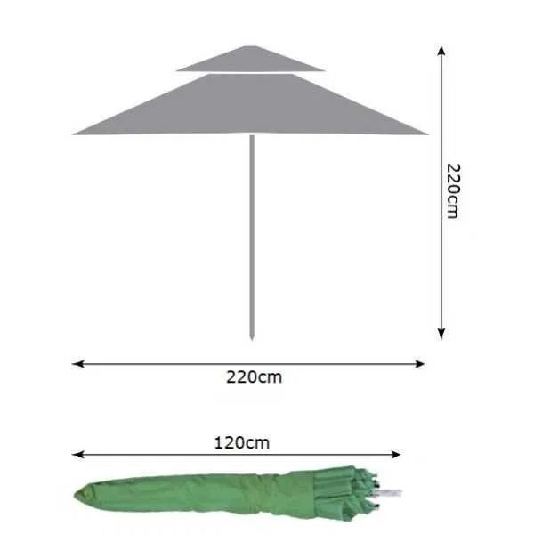 Плажен / градински чадър с двоен таван против вятър