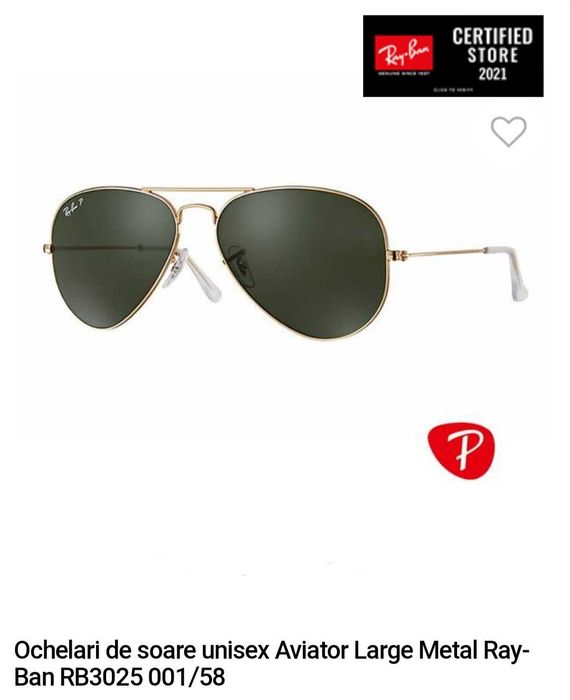 Ochelari "Ray Ban"Model Aviator,3025, Unisex. Produs nou,ne folosit