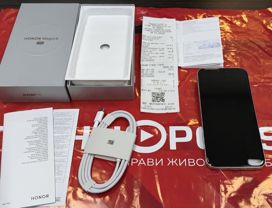 ЧИСТО НОВ 512GB Honor Magic 8 Pro Гаранция Технополис 2028г. GOLD / Златист