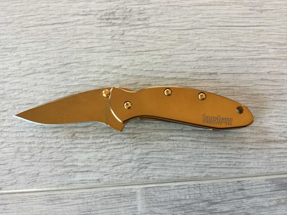 НОВ оригинален 24 K позлатен сгъваем нож KERSHAW 1600G Ken Onion Chive  от САЩ