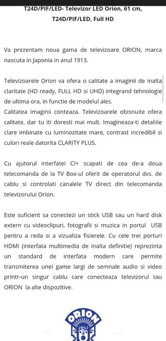 TV LED Orion 24" 60 cm