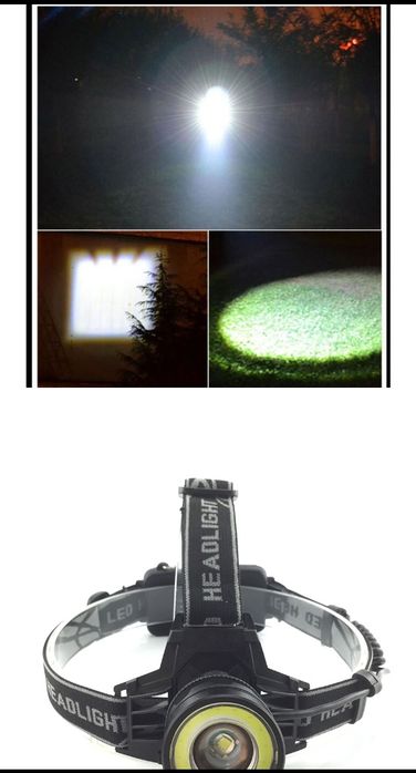 Lanterna Frontala POWER LIGHT cu Led Cree T6 / COB Zoom 18650 NOU