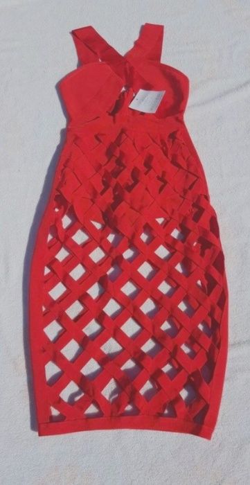 Herve Leg rochie stramta mulata fara etichete Rosu din benzi/gri alb