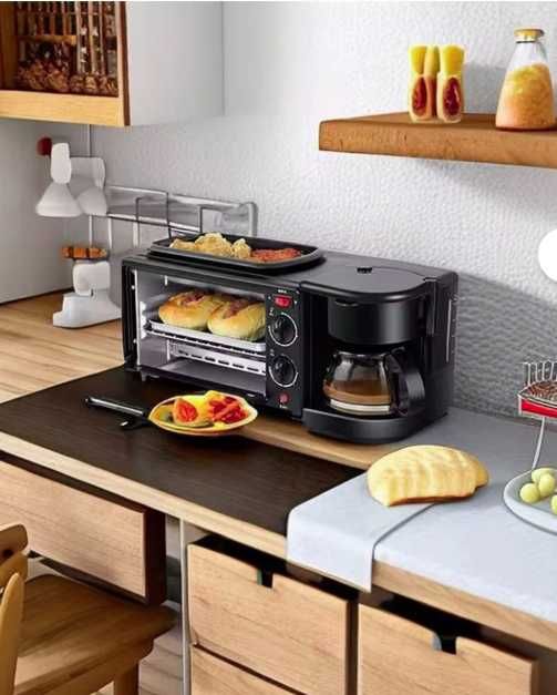 Aparat Multifunctional Mic Dejun 3 in 1 Cuptor Grill Filtru Cafea